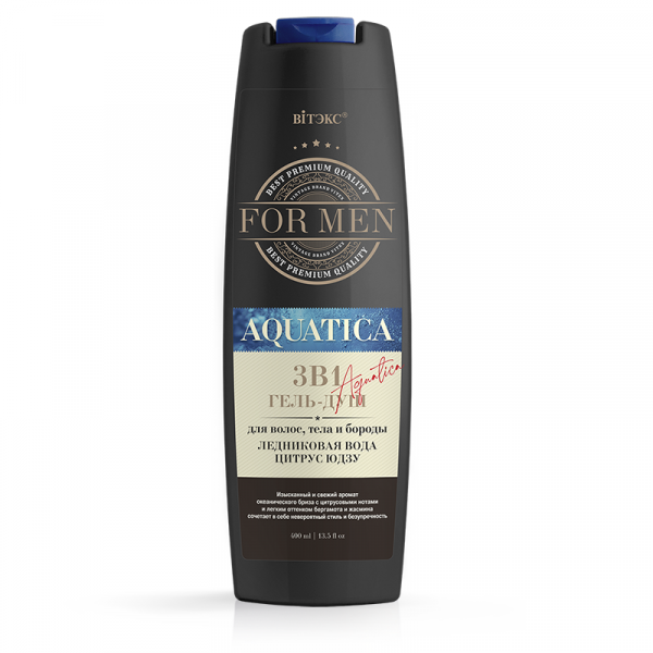 Vitex For MEN AQUATICA 3in1 Shower gel for hair GLACIER WATER and CITRUS YUZU 400ml